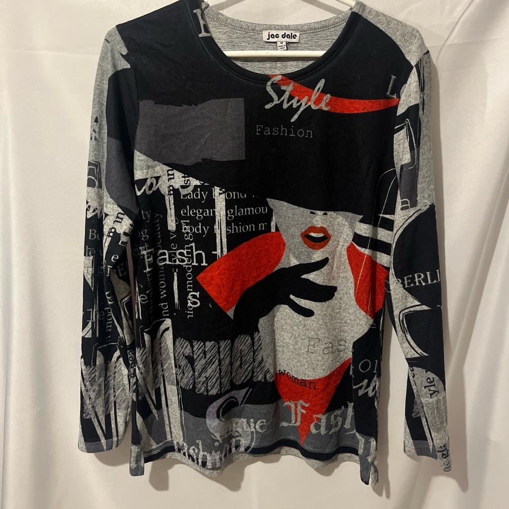 Stylish Black and Red jac Dale Long Sleeve Top